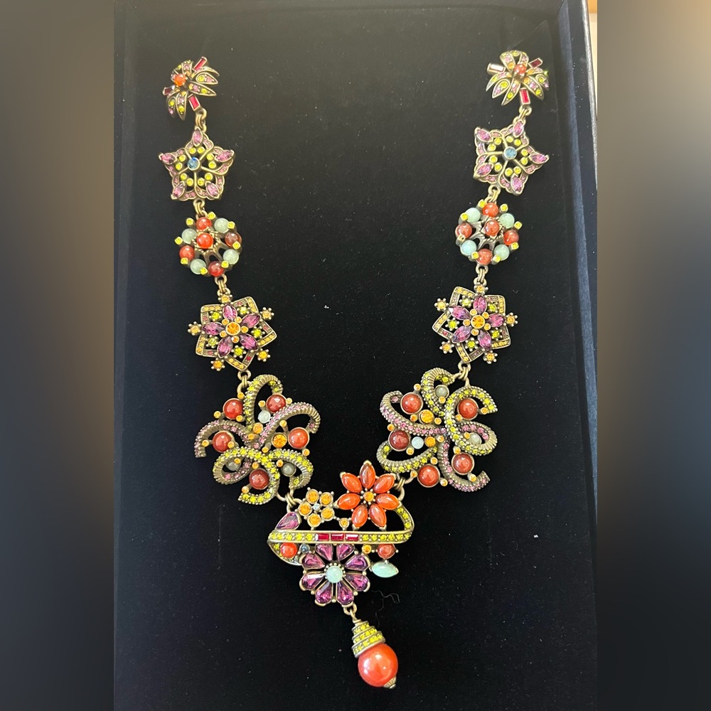 Heidi Daus carnelian& genuine stones very vintage necklace in original box - Picture 4 of 17